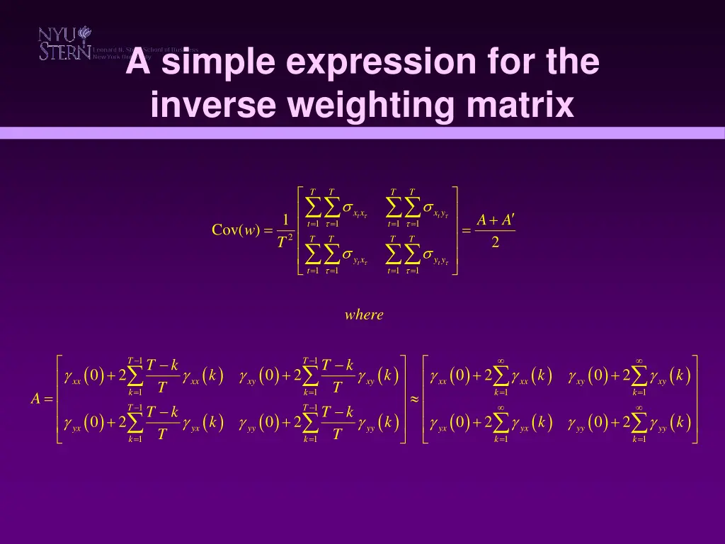 a simple expression for the inverse weighting