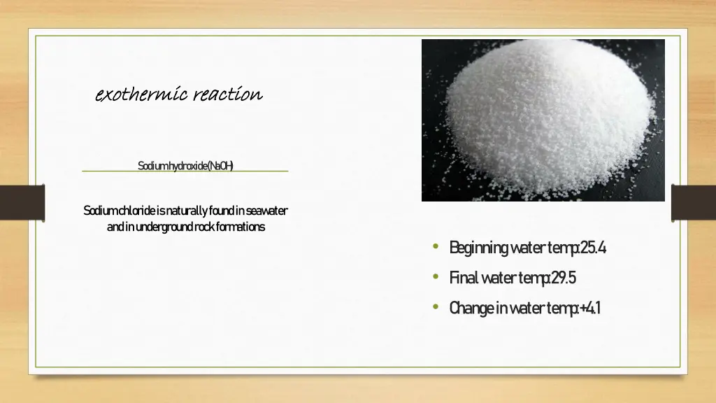 exothermic reaction exothermic reaction