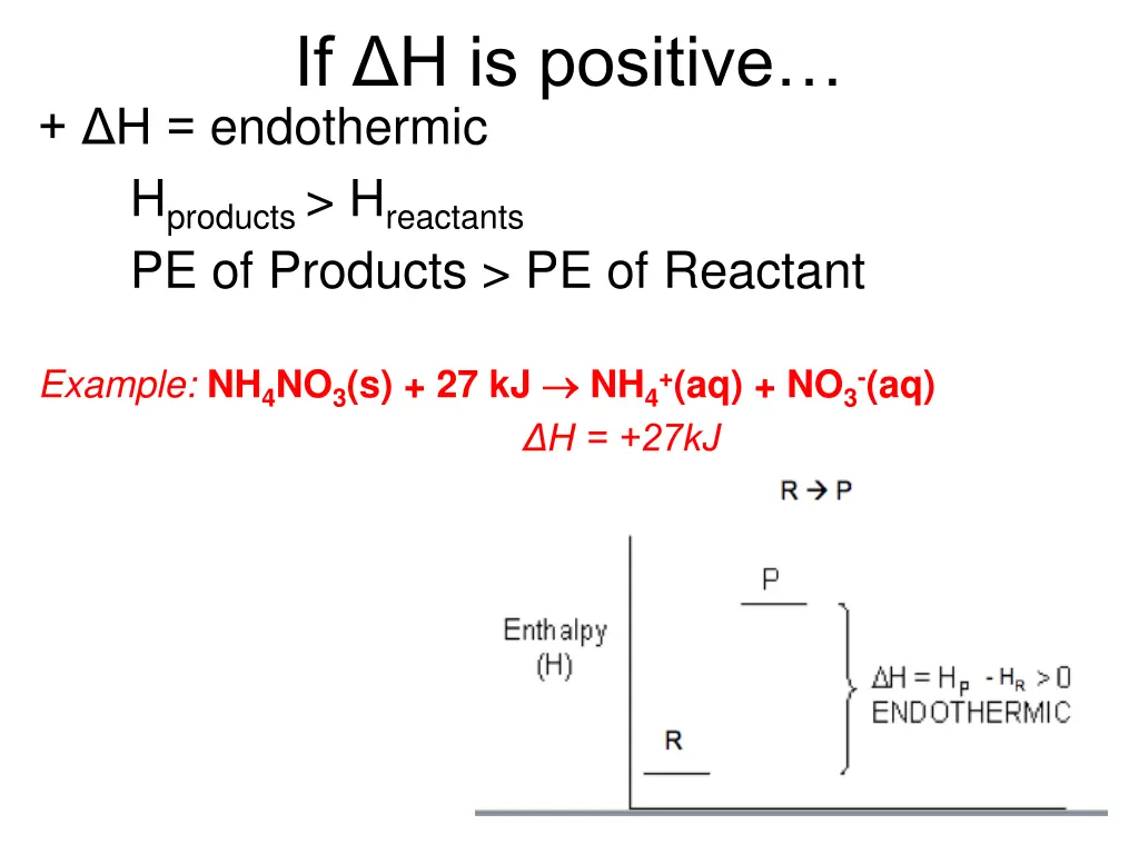 if h is positive h endothermic h products