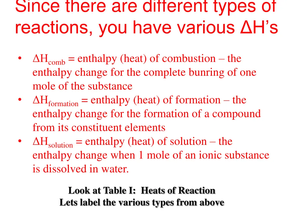 since there are different types of reactions