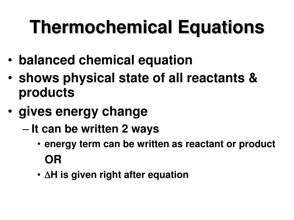 thermochemical equations