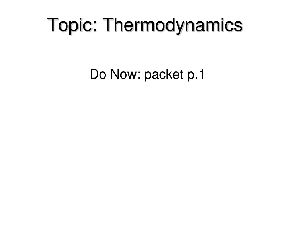 topic thermodynamics