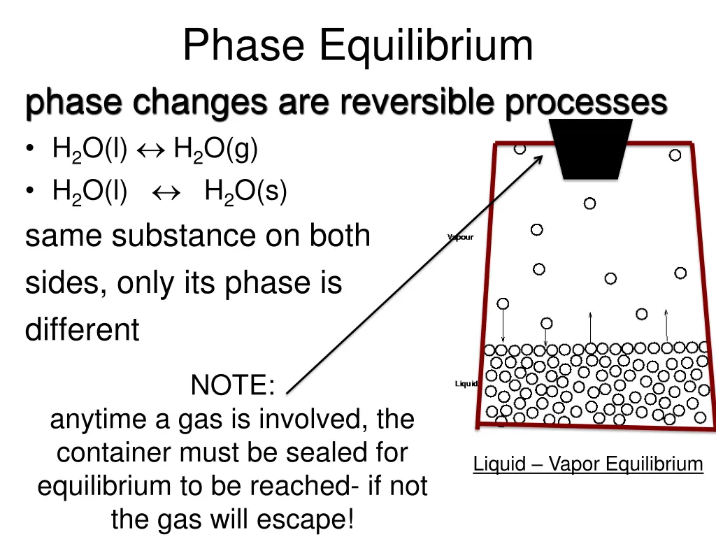 phase equilibrium phase changes are reversible