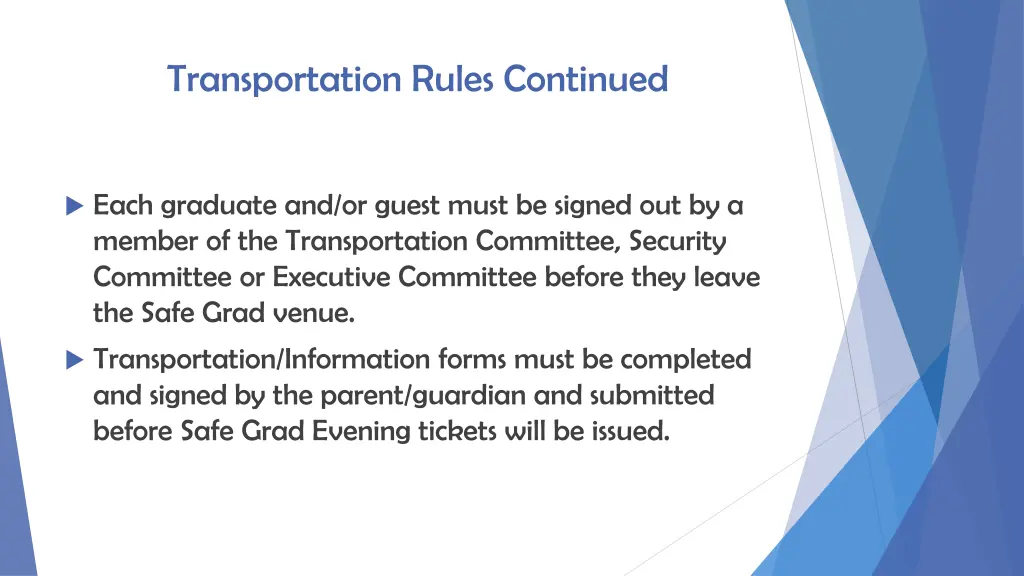 transportation rules continued 2