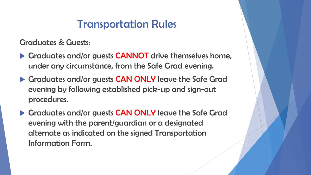 transportation rules