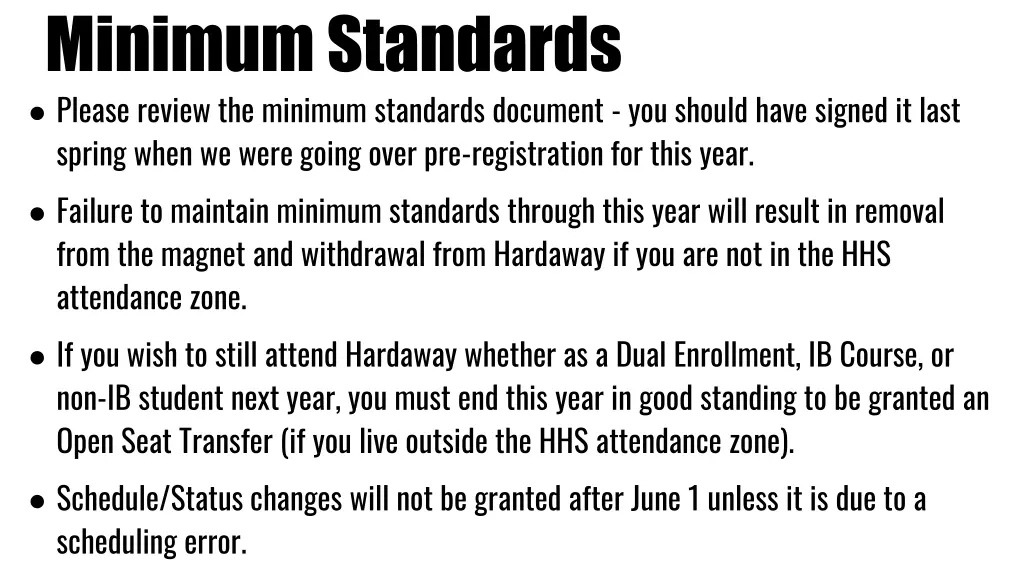 minimum standards please review the minimum