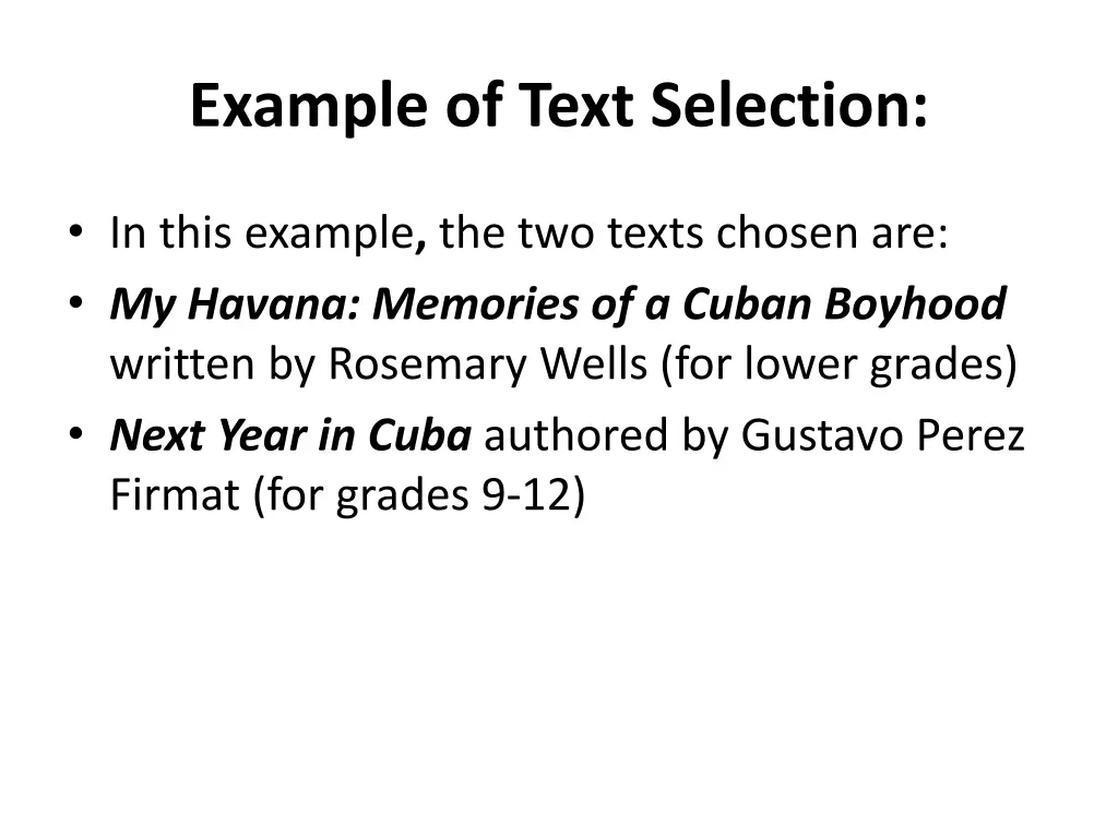 example of text selection