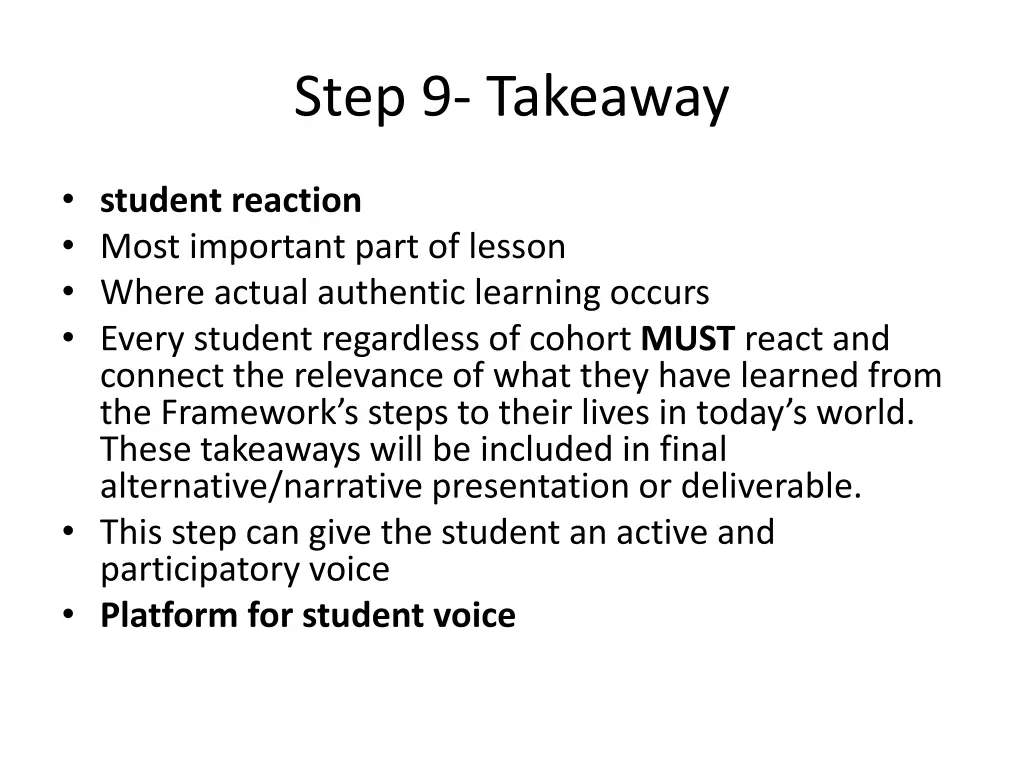 step 9 takeaway