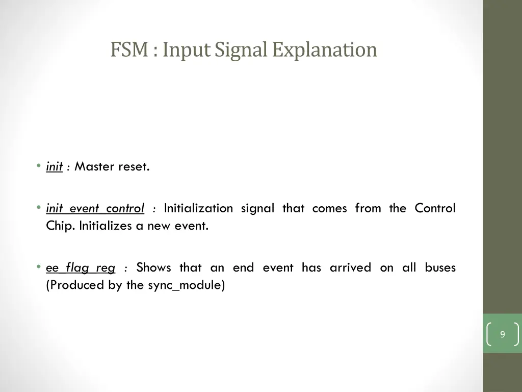 fsm input signal explanation