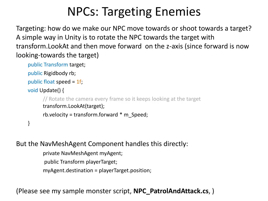 npcs targeting enemies