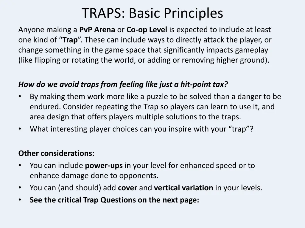 traps basic principles