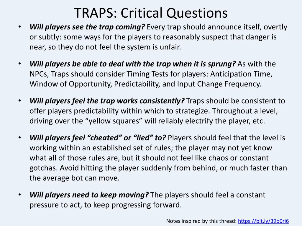 traps critical questions will players