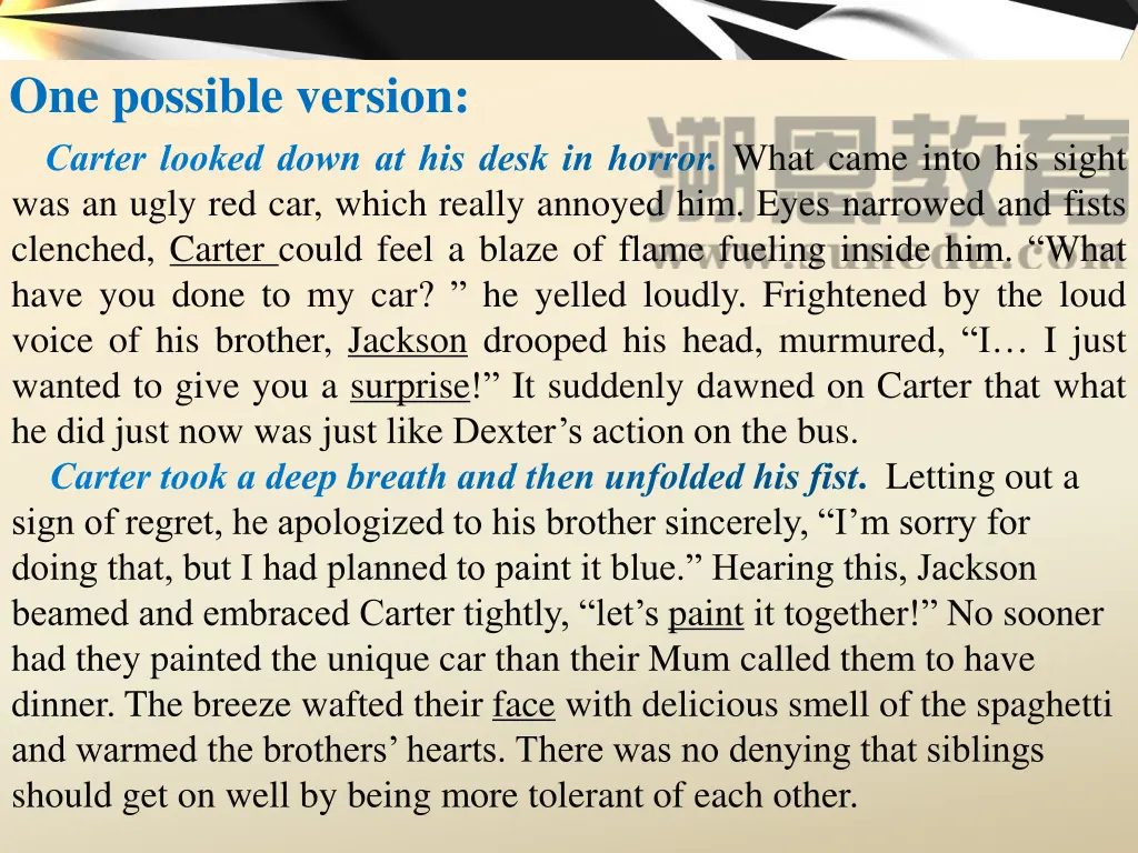 one possible version carter looked down