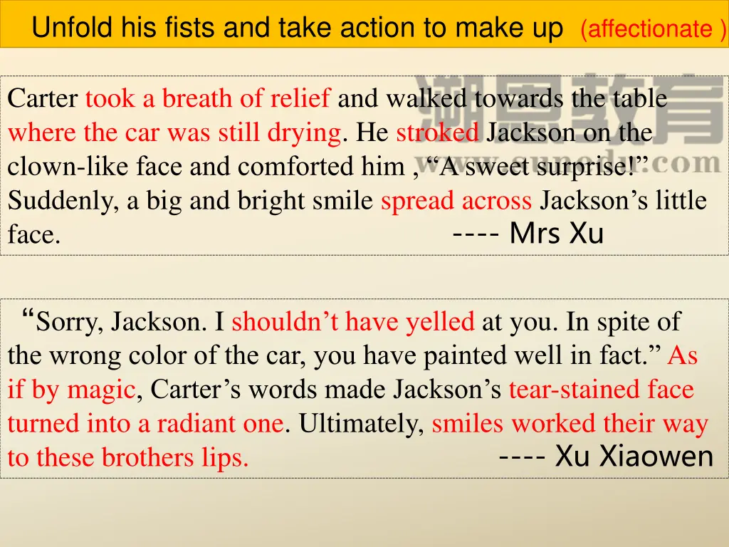 unfold his fists and take action to make