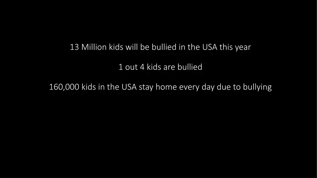 13 million kids will be bullied in the usa this