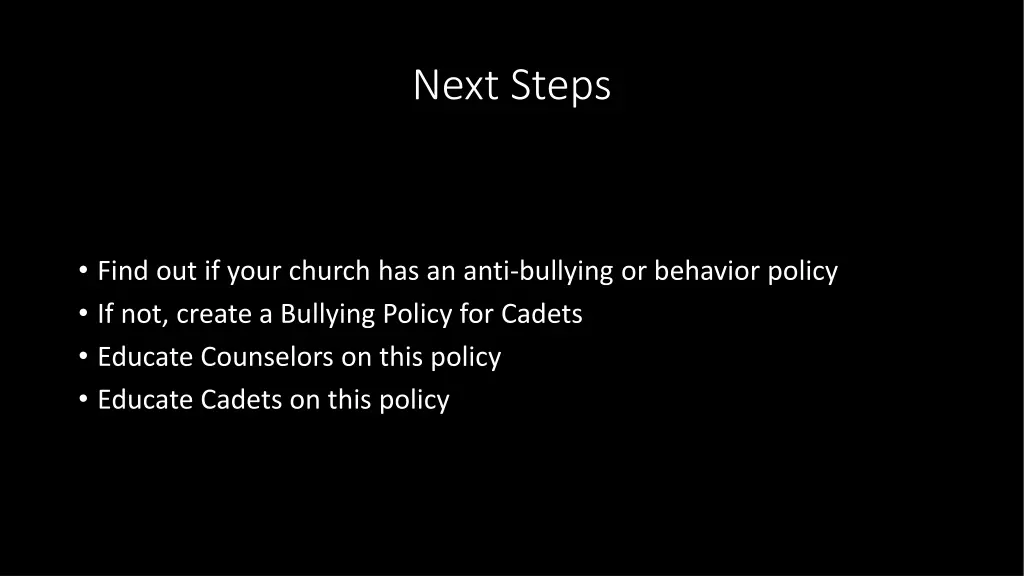 next steps