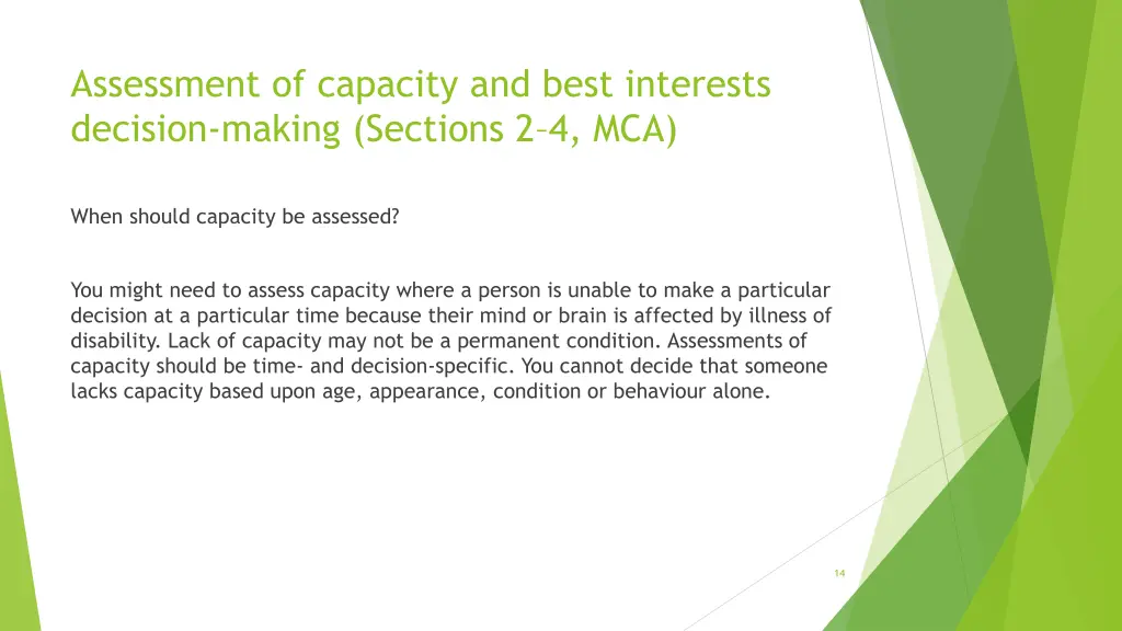 assessment of capacity and best interests