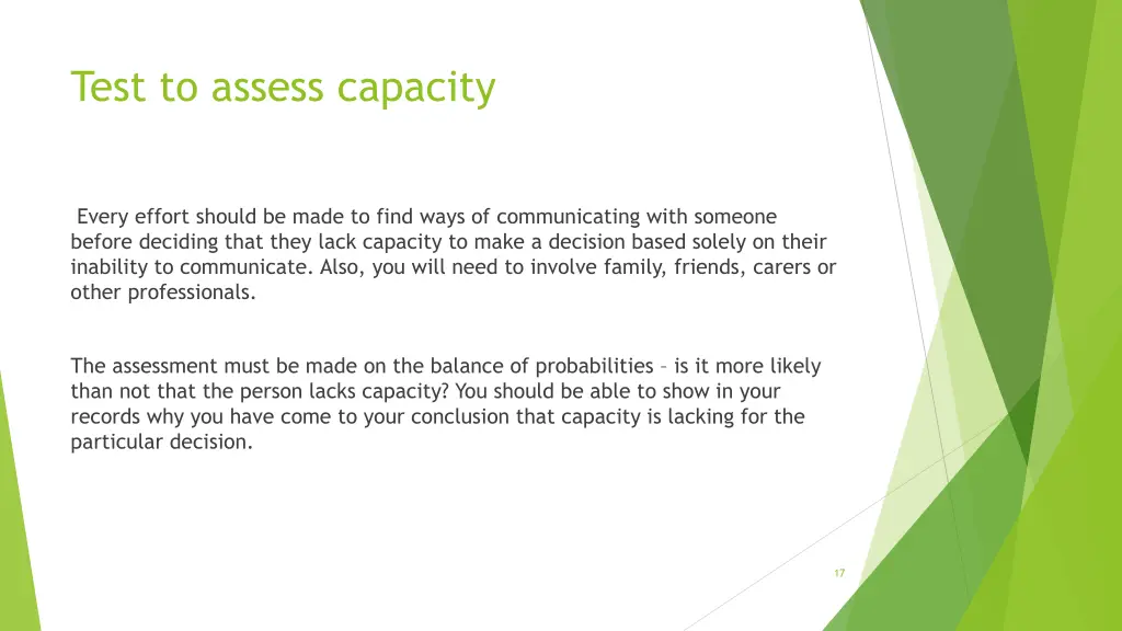 test to assess capacity 1