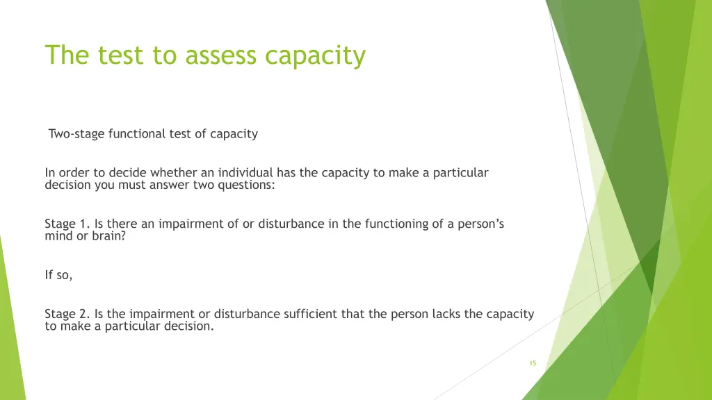 the test to assess capacity