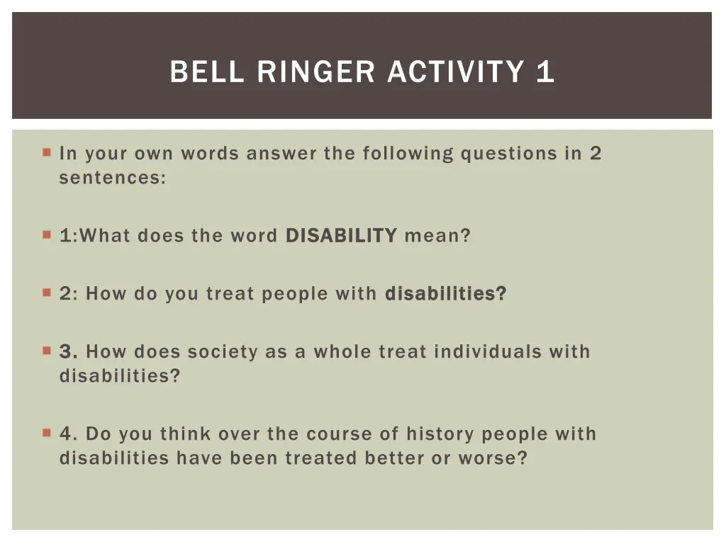 bell ringer activity 1