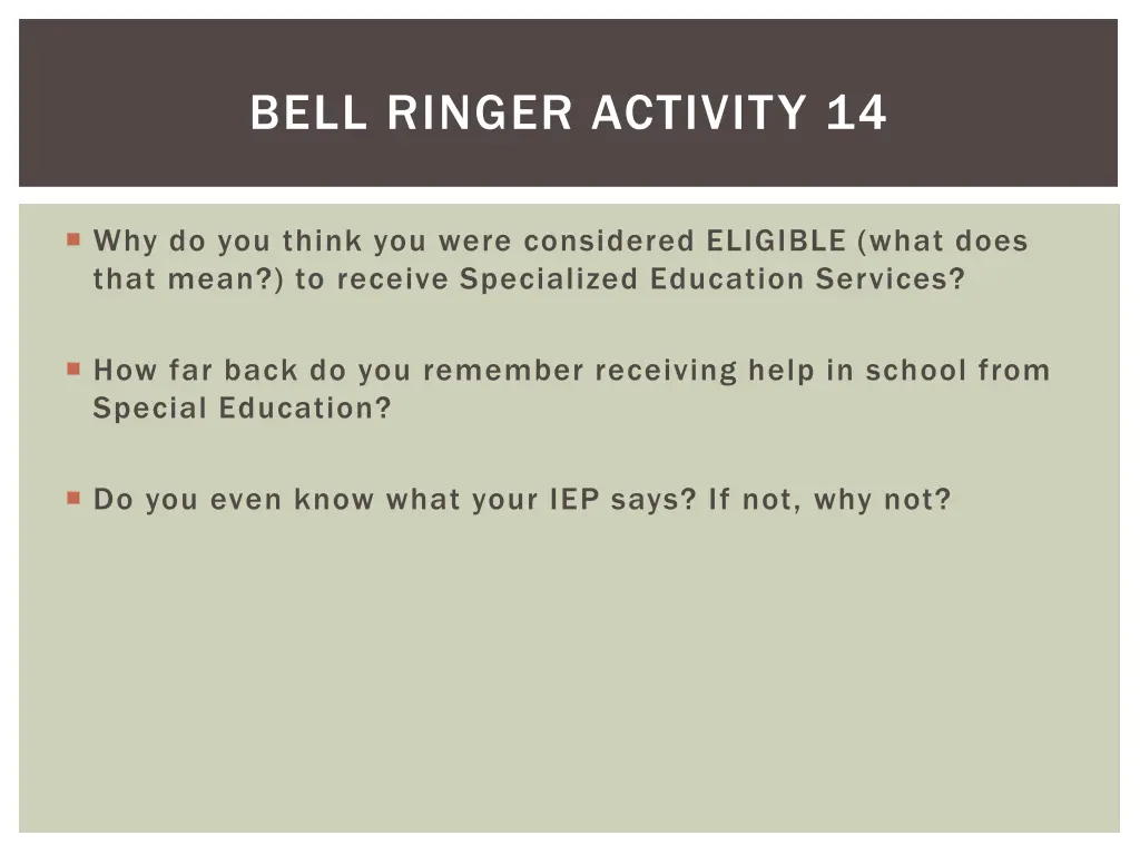 bell ringer activity 14