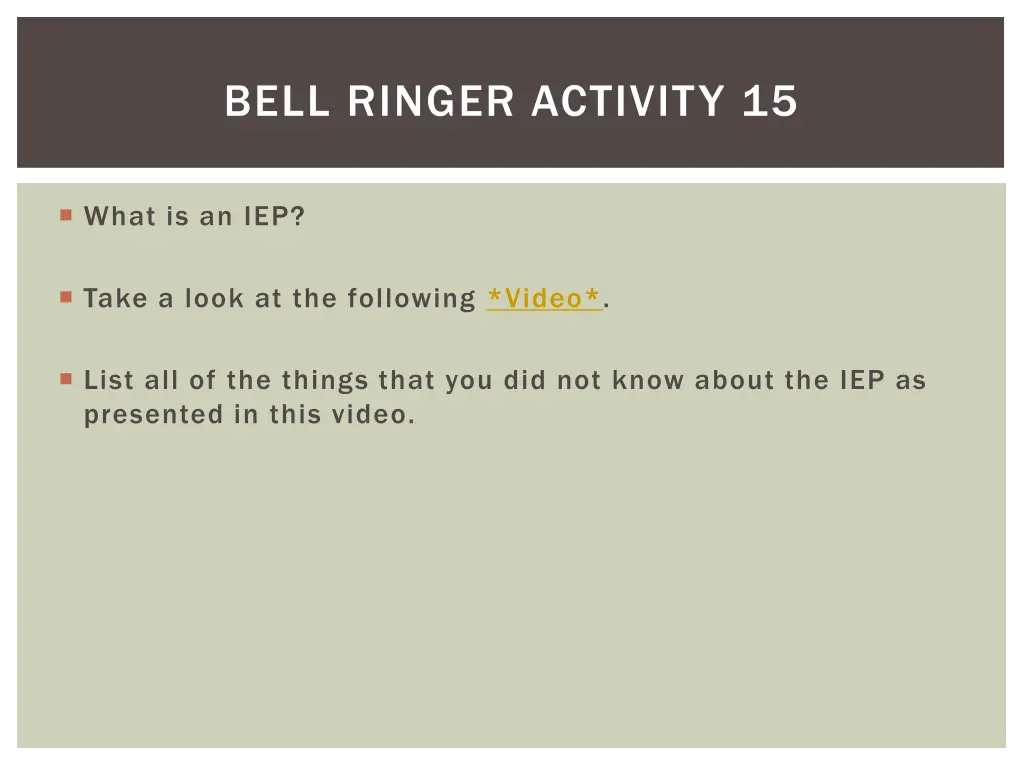 bell ringer activity 15