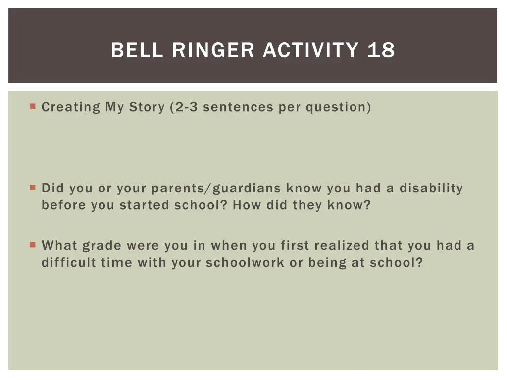 bell ringer activity 18