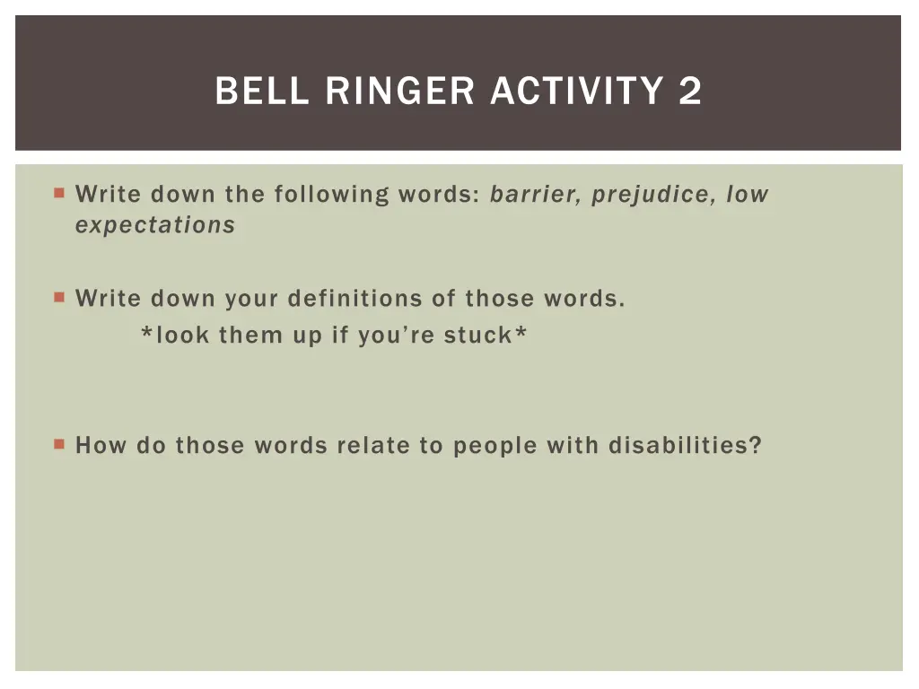 bell ringer activity 2