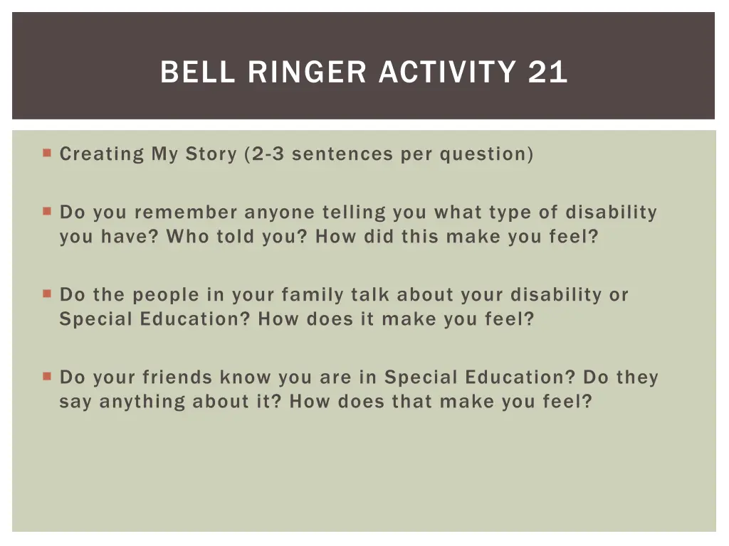 bell ringer activity 21