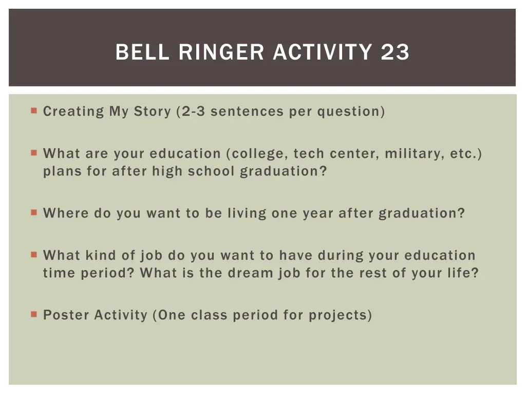 bell ringer activity 23