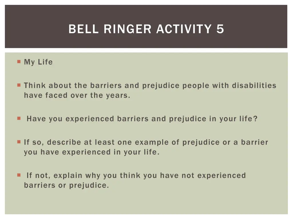 bell ringer activity 5