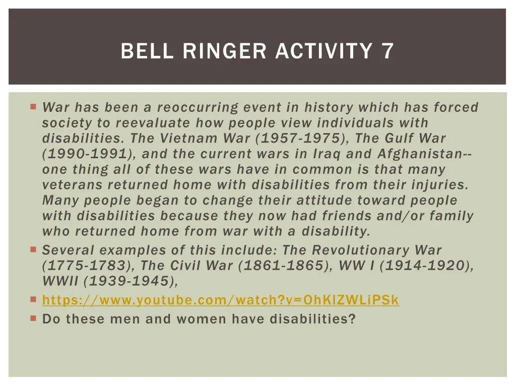 bell ringer activity 7