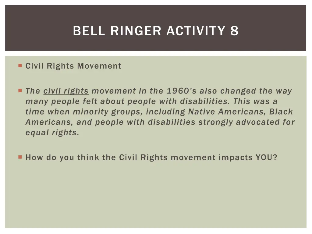 bell ringer activity 8