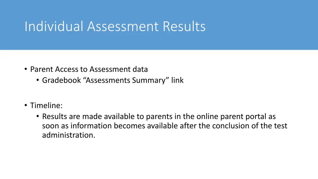 individual assessment results
