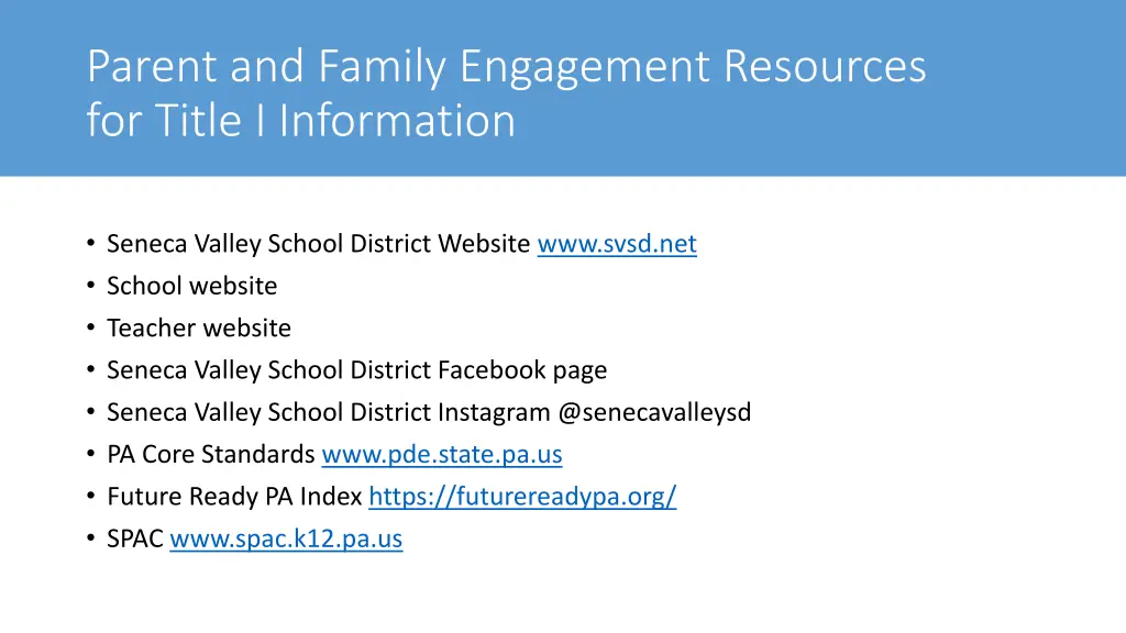 parent and family engagement resources for title