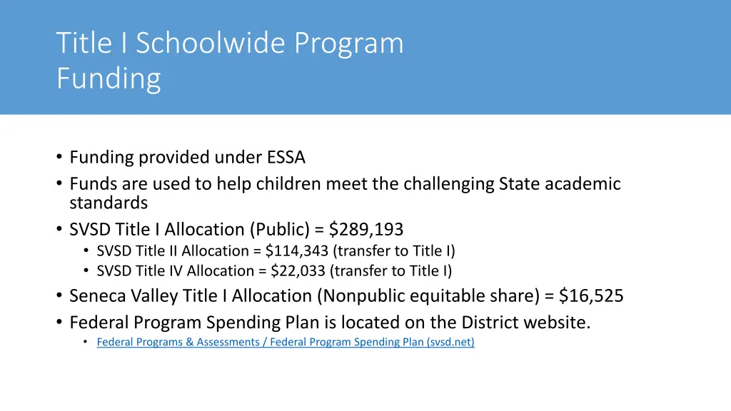 title i schoolwide program funding