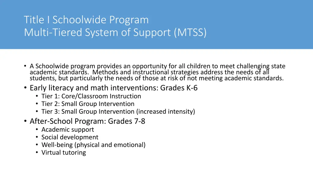 title i schoolwide program multi tiered system