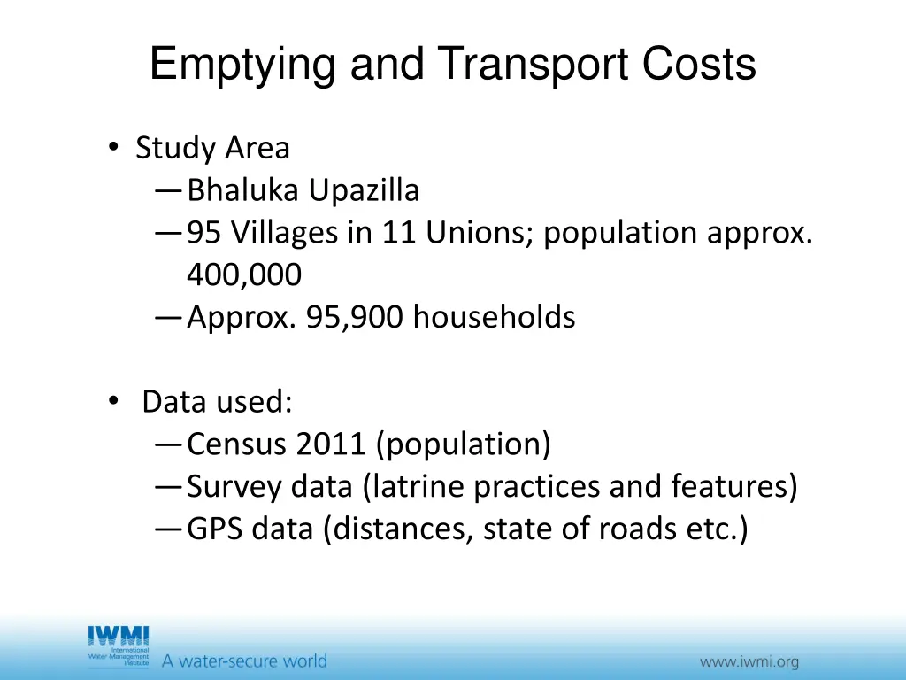 emptying and transport costs 1