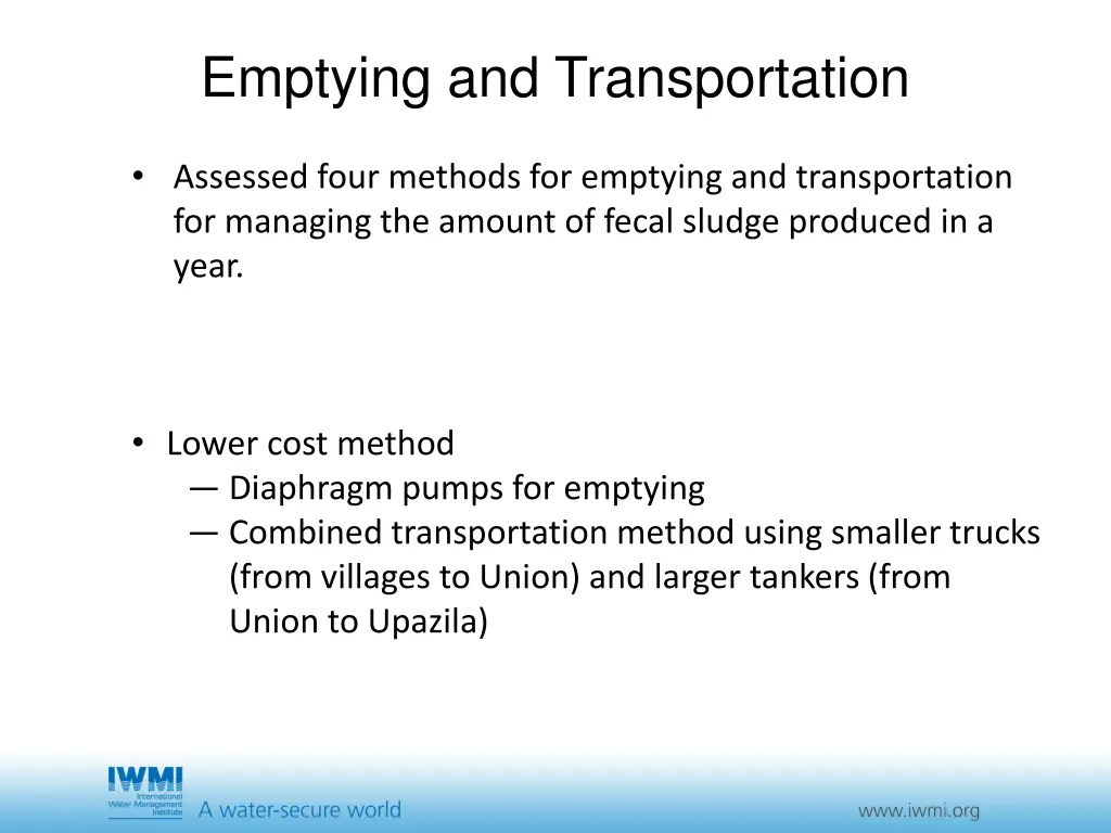 emptying and transportation