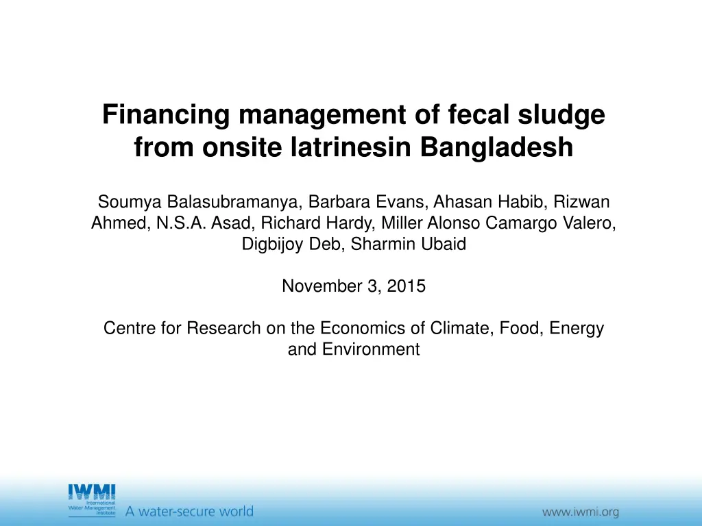 financing management of fecal sludge from onsite