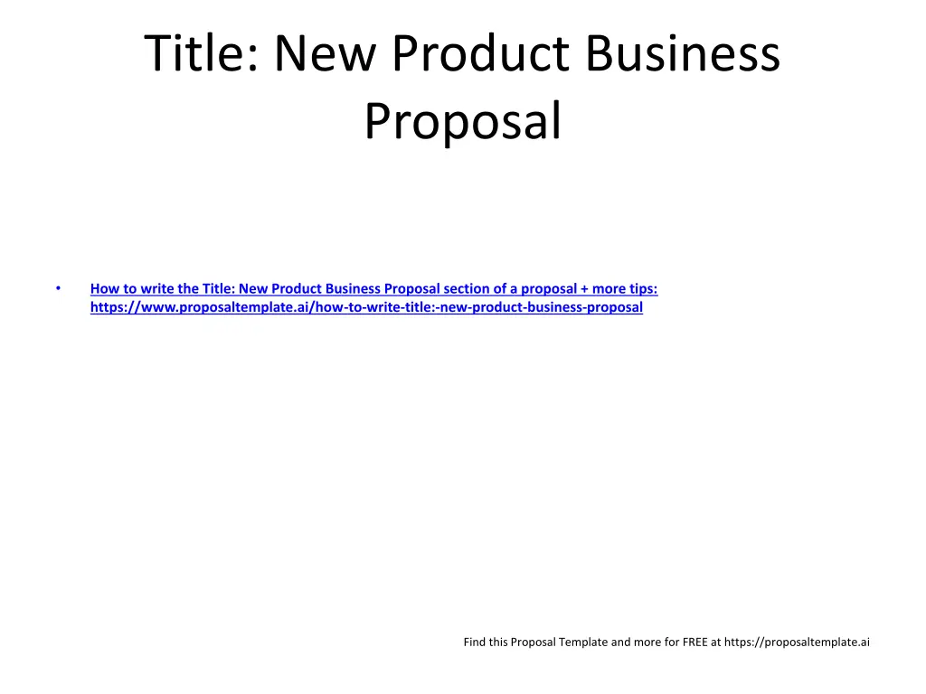 title new product business proposal