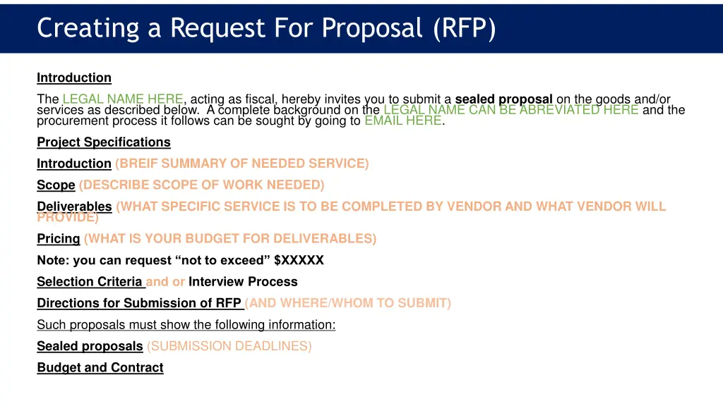 creating a request for proposal rfp