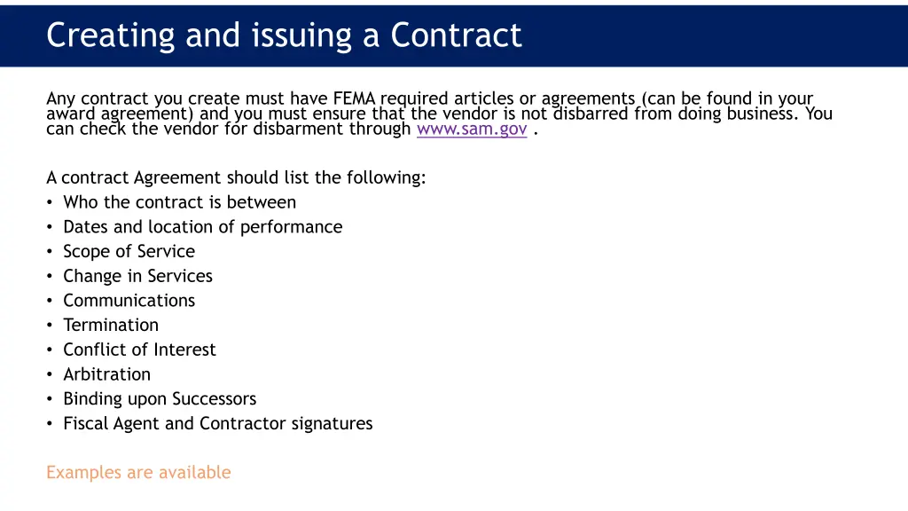 creating and issuing a contract