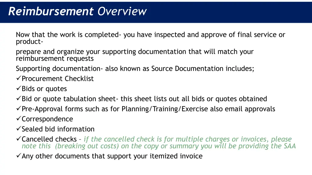 reimbursement overview