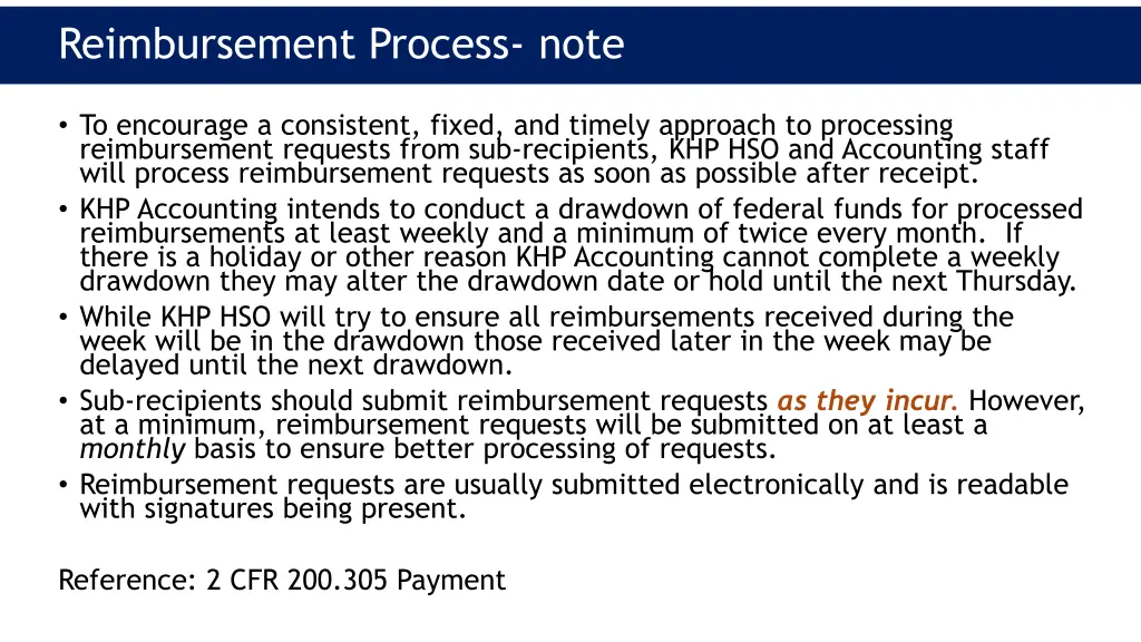 reimbursement process note