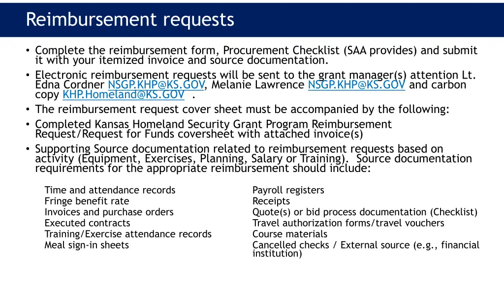 reimbursement requests