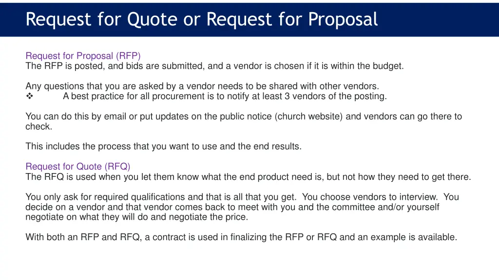 request for quote or request for proposal