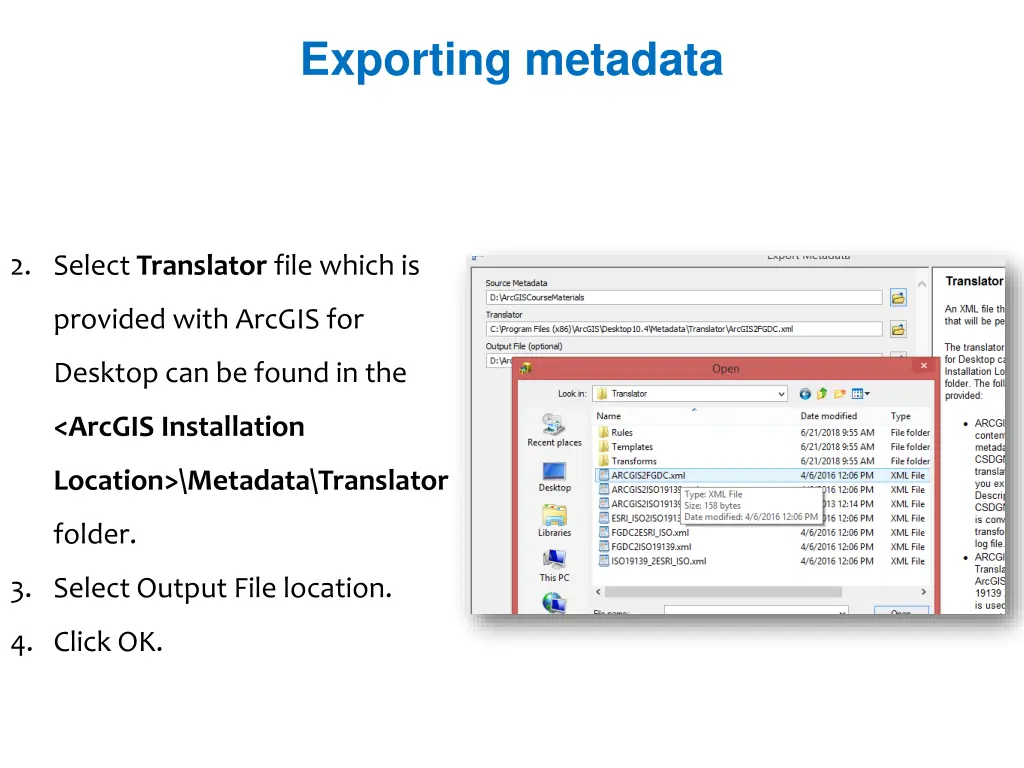 exporting metadata 1