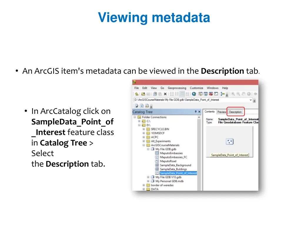 viewing metadata