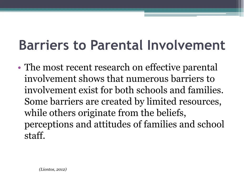 barriers to parental involvement